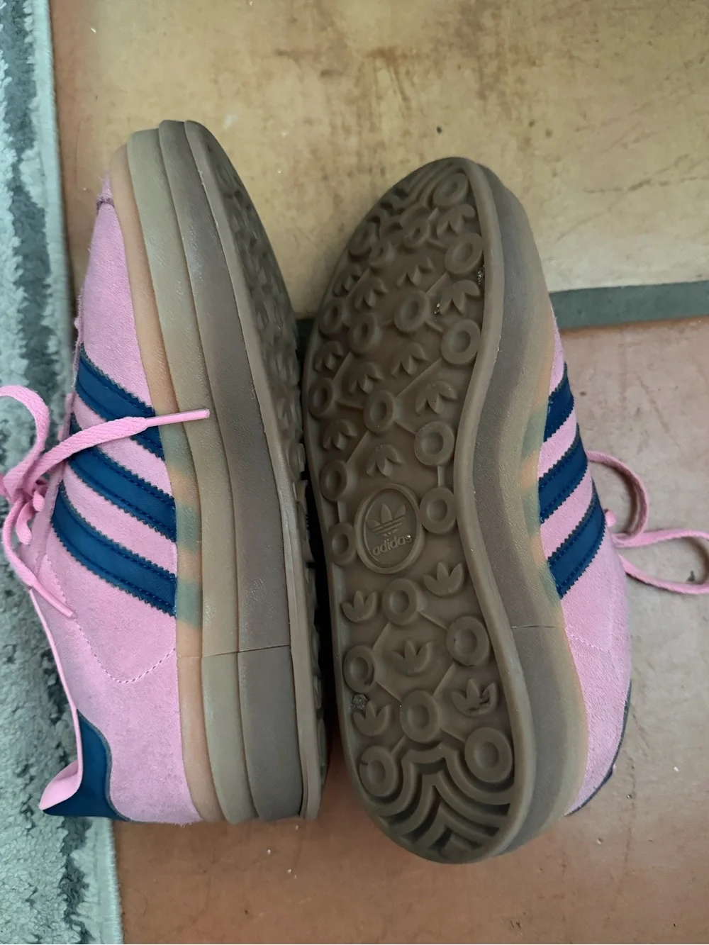 adidas Wmns Gazelle Bold Pink with Navy Stripes and Gum Sole